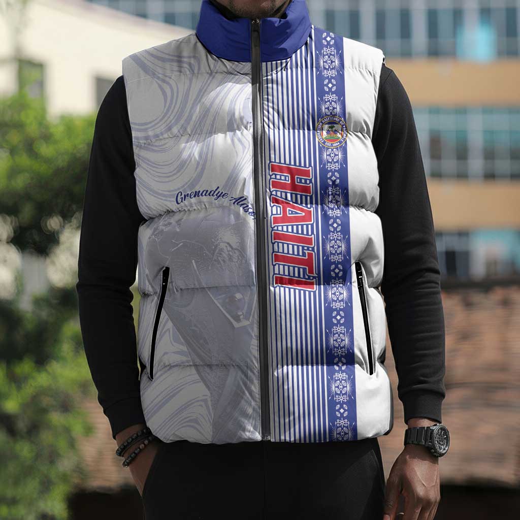 Custom Afro-Haiti Football Sleeveless Puffer Jacket 2026 Grenadye Alaso White Version - African Pride
