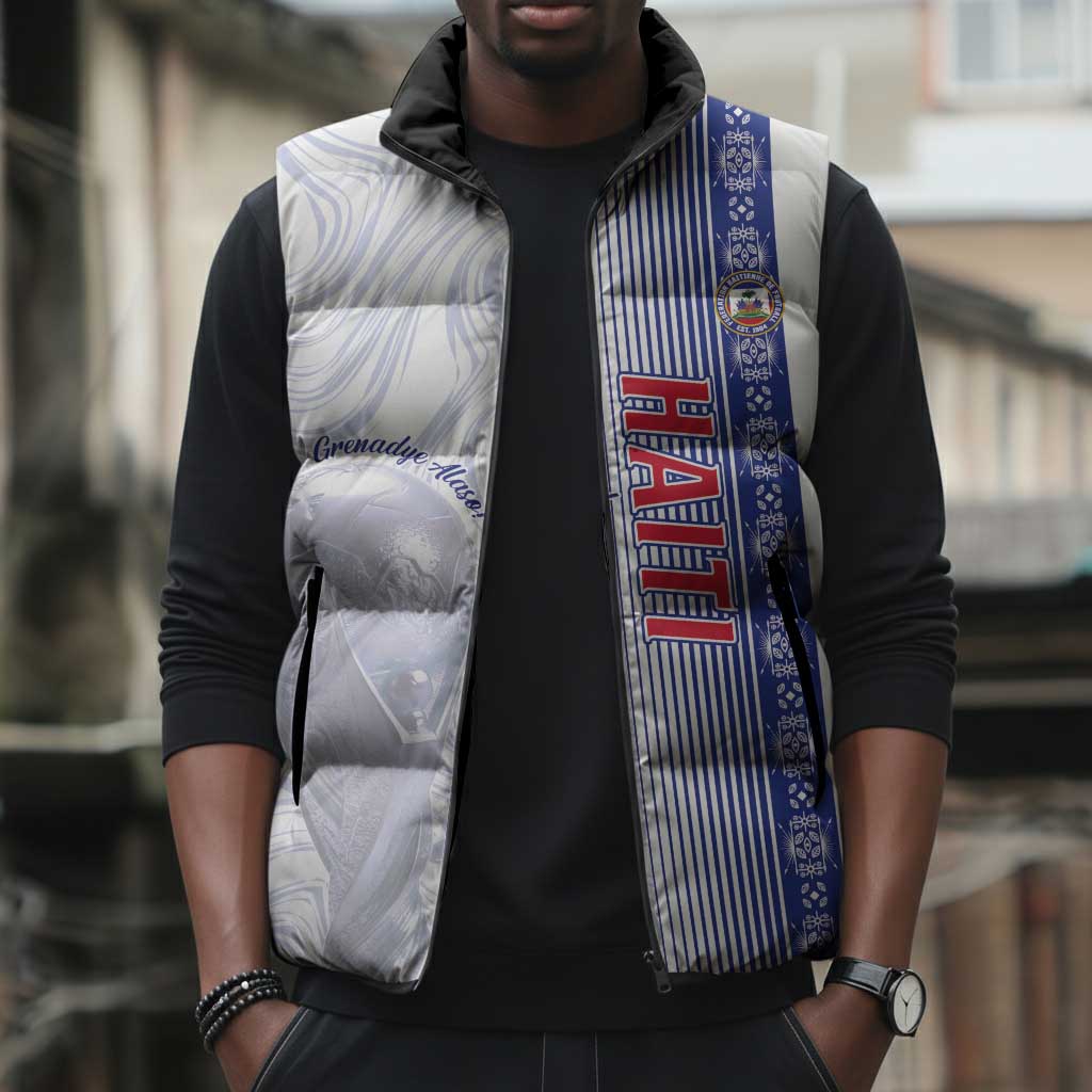 Custom Afro-Haiti Football Sleeveless Puffer Jacket 2026 Grenadye Alaso White Version - African Pride