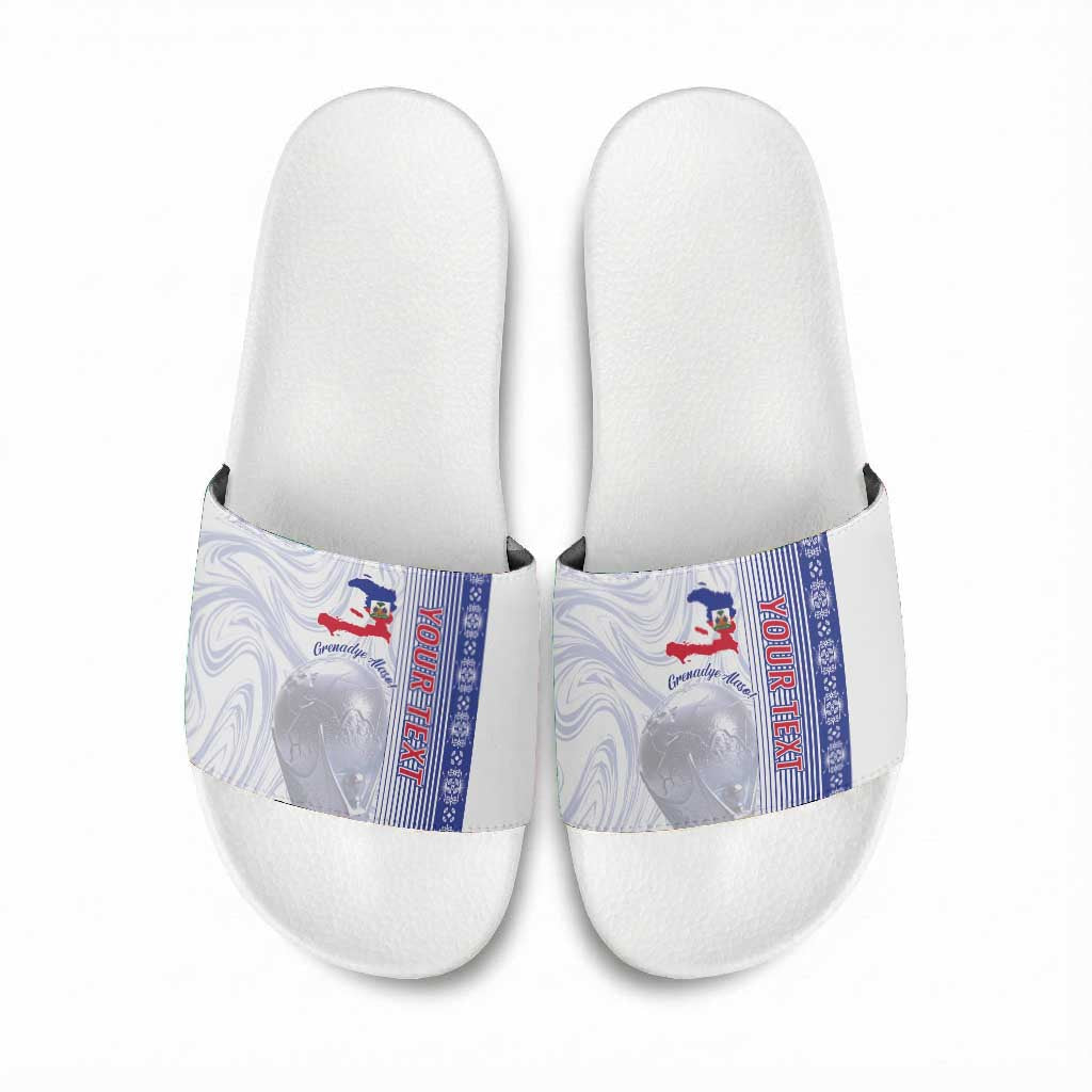 Custom Afro-Haiti Football Slide Sandals 2026 Grenadye Alaso White Version - African Pride