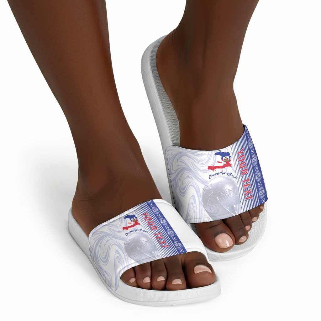 Custom Afro-Haiti Football Slide Sandals 2026 Grenadye Alaso White Version - African Pride