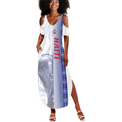 Custom Afro-Haiti Football Summer Maxi Dress 2026 Grenadye Alaso White Version LT14