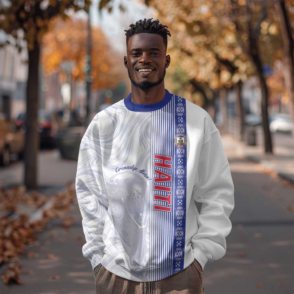 Custom Afro-Haiti Football Sweatshirt 2026 Grenadye Alaso White Version - African Pride