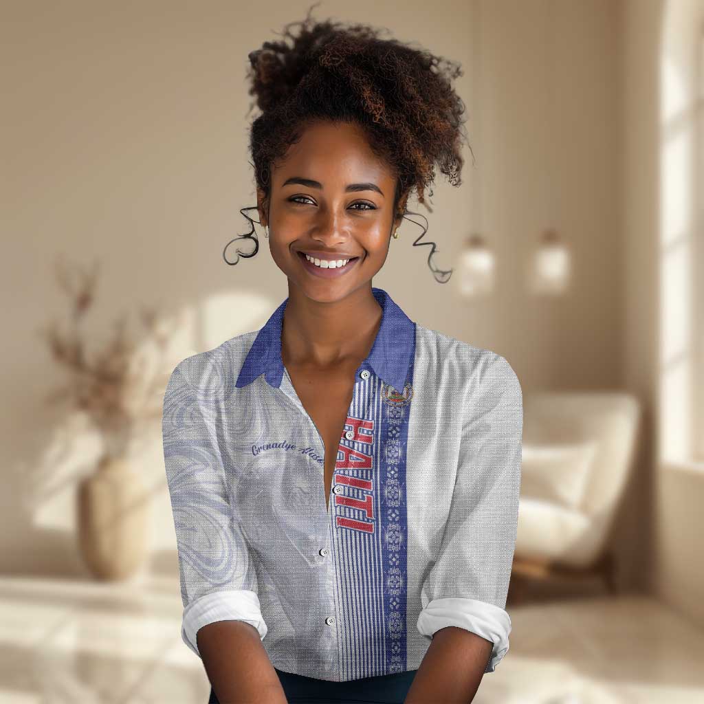 Custom Afro-Haiti Football Women Casual Shirt 2026 Grenadye Alaso White Version - African Pride