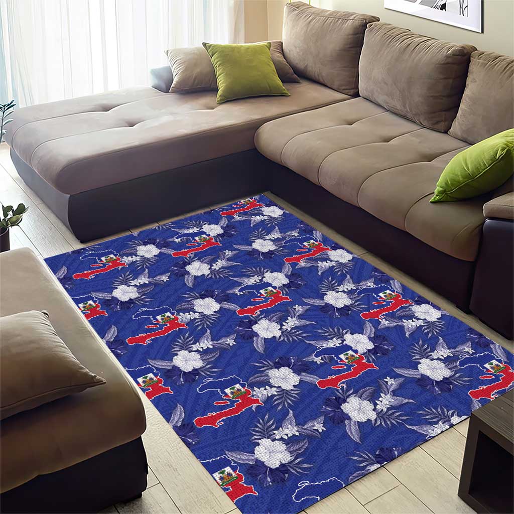 Afro-Haitians Area Rug Ayiti Map and Rose Kayenn Tropical Style - African Pride