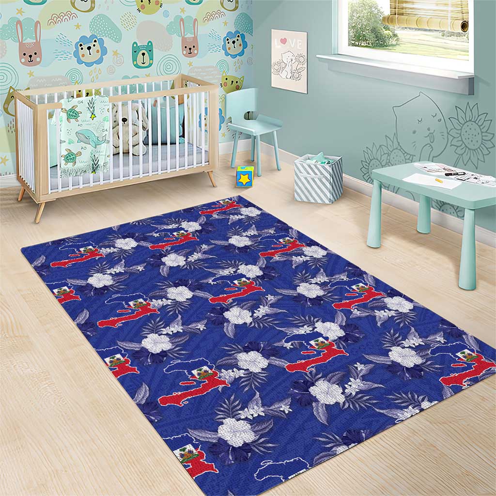 Afro-Haitians Area Rug Ayiti Map and Rose Kayenn Tropical Style - African Pride