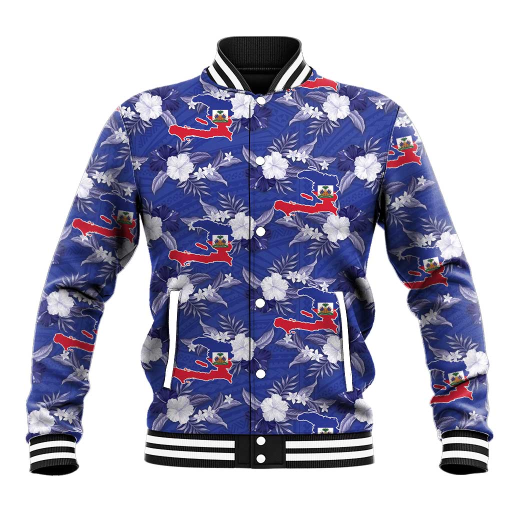 Afro-Haitians Baseball Jacket Ayiti Map and Rose Kayenn Tropical Style - African Pride