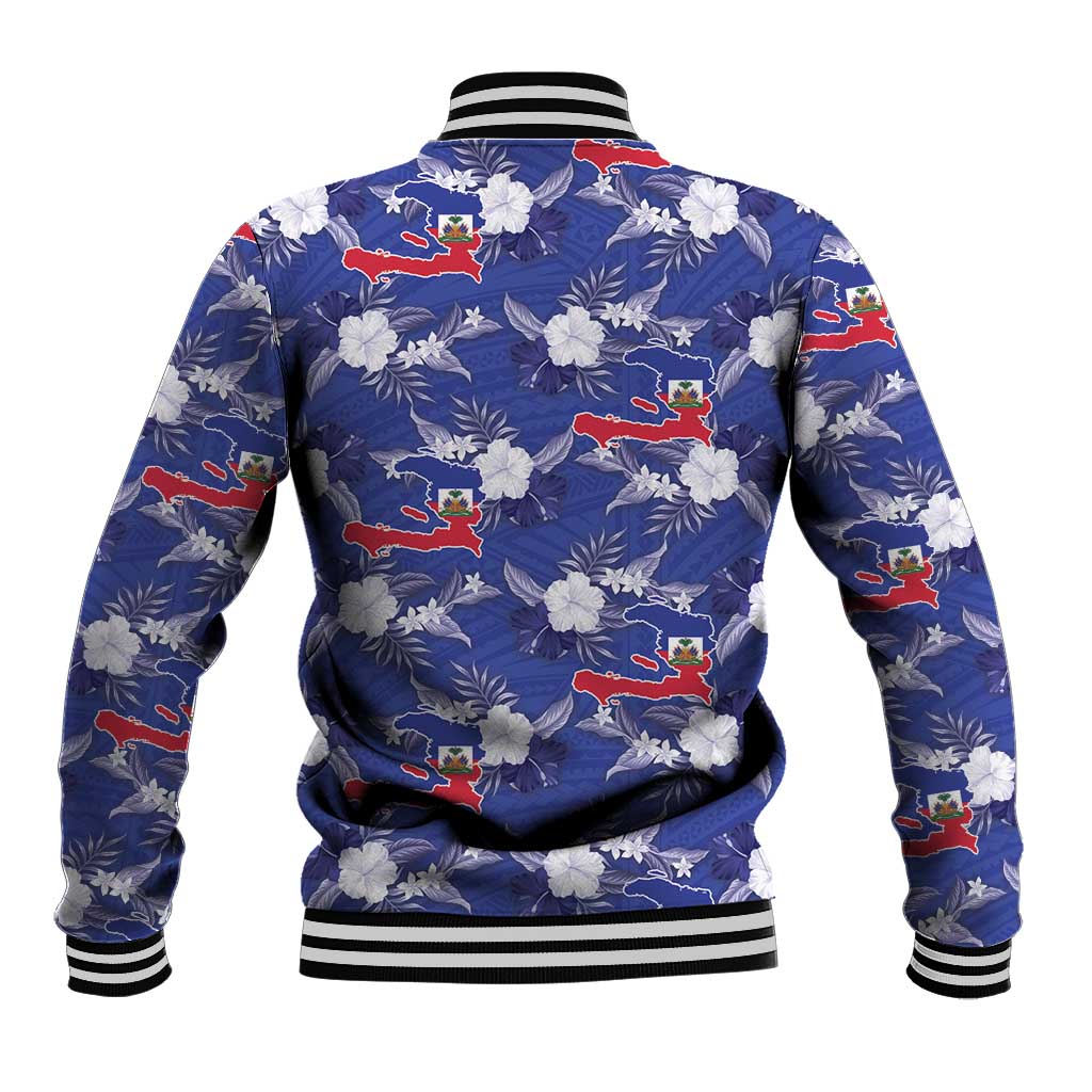 Afro-Haitians Baseball Jacket Ayiti Map and Rose Kayenn Tropical Style - African Pride