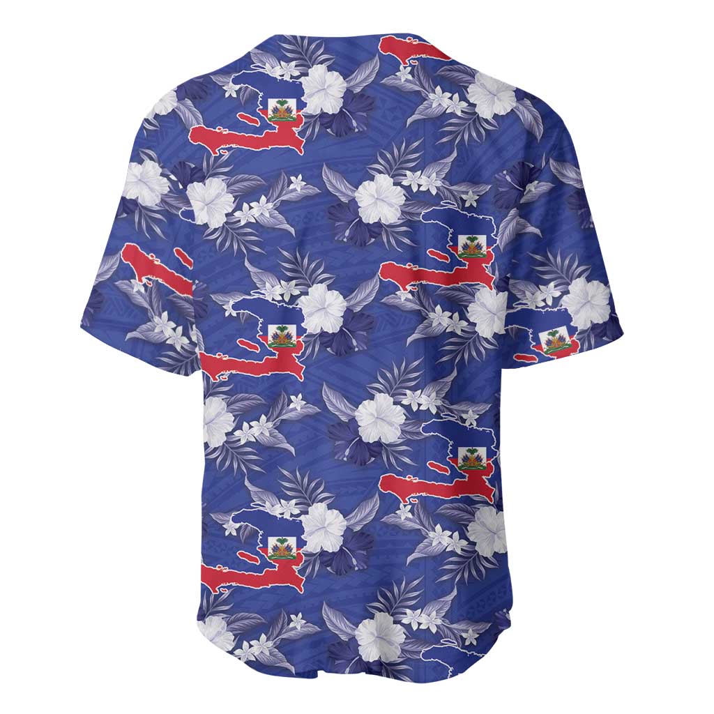 Afro-Haitians Baseball Jersey Ayiti Map and Rose Kayenn Tropical Style LT14