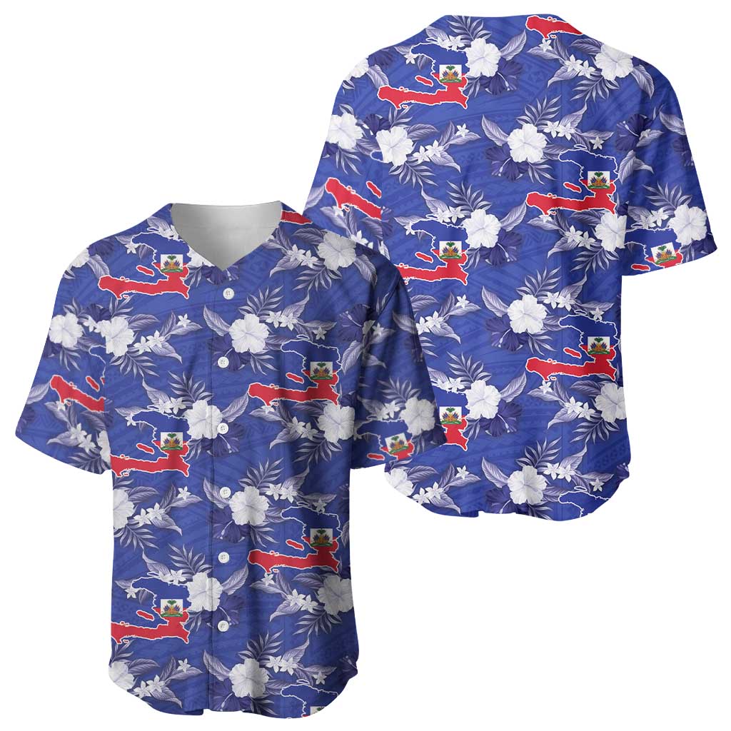 Afro-Haitians Baseball Jersey Ayiti Map and Rose Kayenn Tropical Style LT14