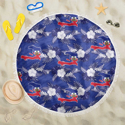 Afro-Haitians Beach Blanket Ayiti Map and Rose Kayenn Tropical Style - African Pride