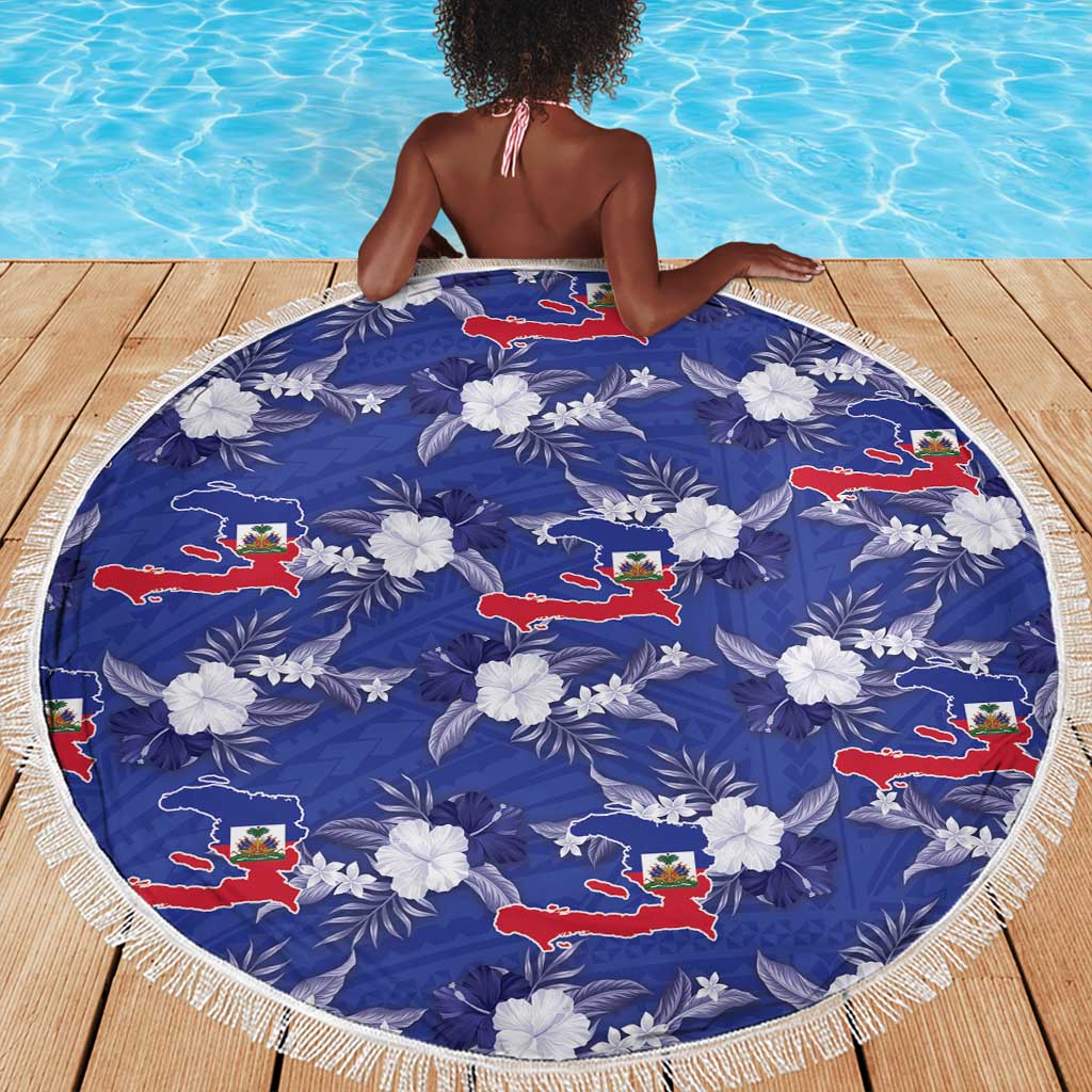 Afro-Haitians Beach Blanket Ayiti Map and Rose Kayenn Tropical Style - African Pride