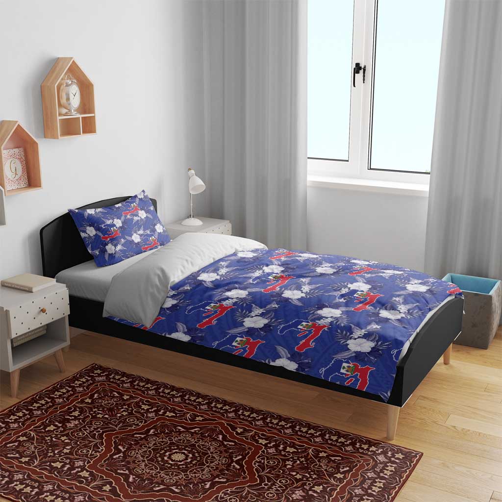 Afro-Haitians Bedding Set Ayiti Map and Rose Kayenn Tropical Style - African Pride