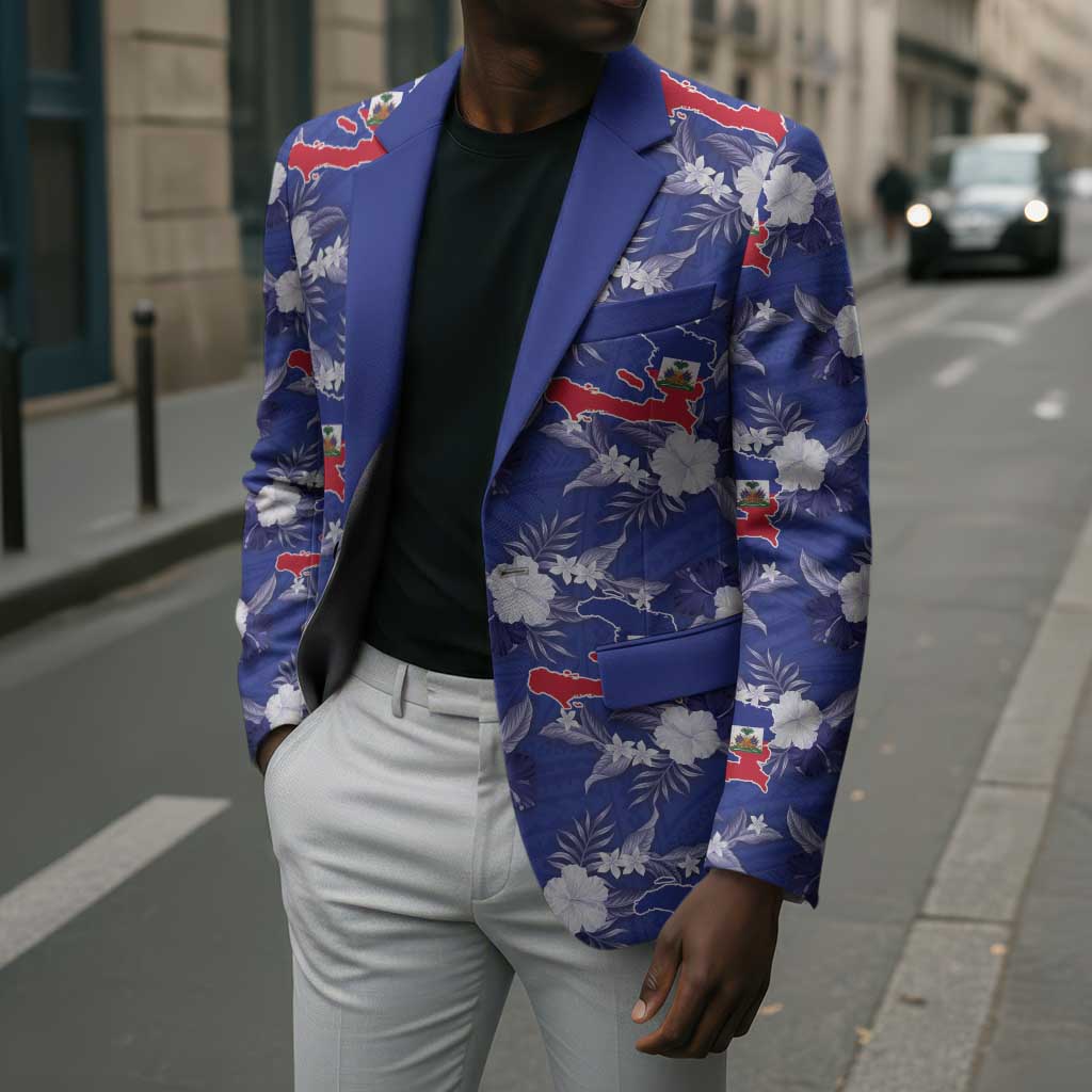 Afro-Haitians Blazer Ayiti Map and Rose Kayenn Tropical Style - African Pride