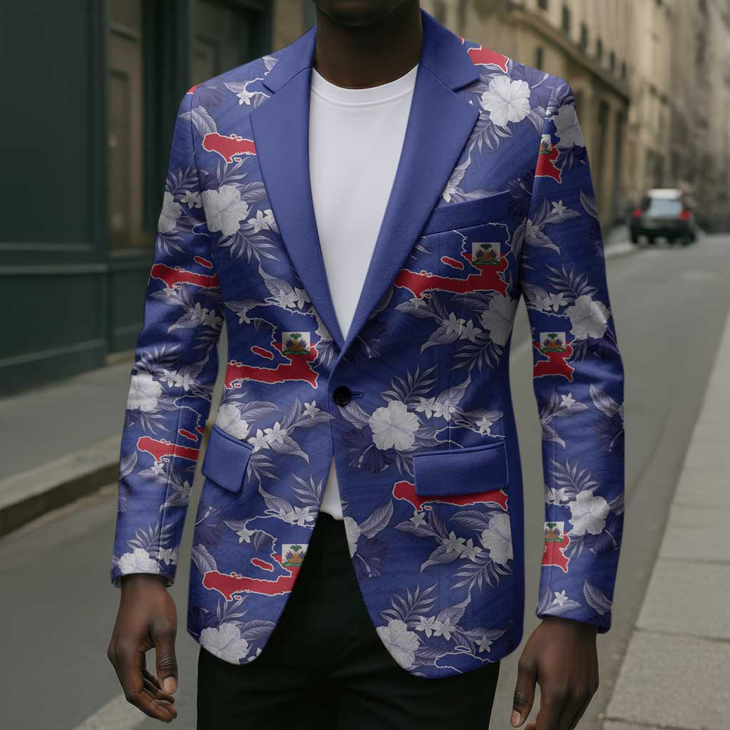 Afro-Haitians Blazer Ayiti Map and Rose Kayenn Tropical Style - African Pride