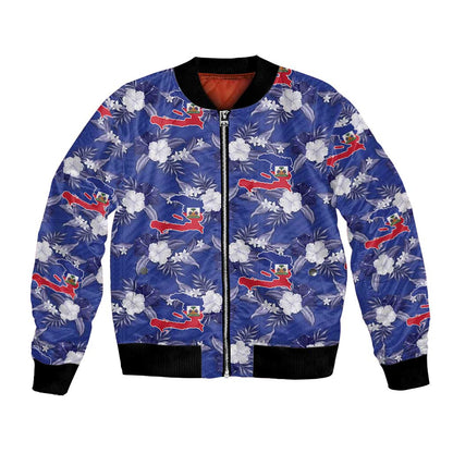 Afro-Haitians Bomber Jacket Ayiti Map and Rose Kayenn Tropical Style - African Pride