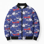 Afro-Haitians Bomber Puffer Jacket Ayiti Map and Rose Kayenn Tropical Style - African Pride