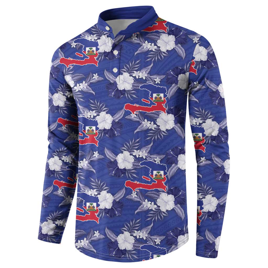 Afro-Haitians Button Sweatshirt Ayiti Map and Rose Kayenn Tropical Style