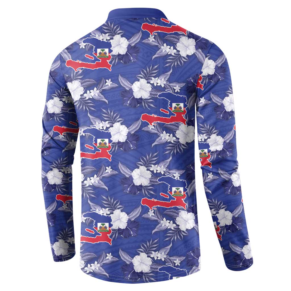 Afro-Haitians Button Sweatshirt Ayiti Map and Rose Kayenn Tropical Style