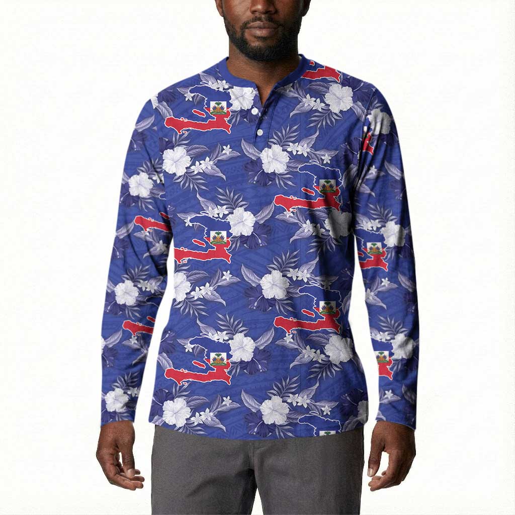 Afro-Haitians Button Sweatshirt Ayiti Map and Rose Kayenn Tropical Style