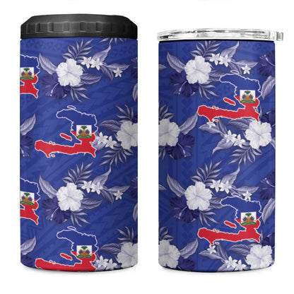 Afro-Haitians 4 in 1 Can Cooler Tumbler Ayiti Map and Rose Kayenn Tropical Style - African Pride