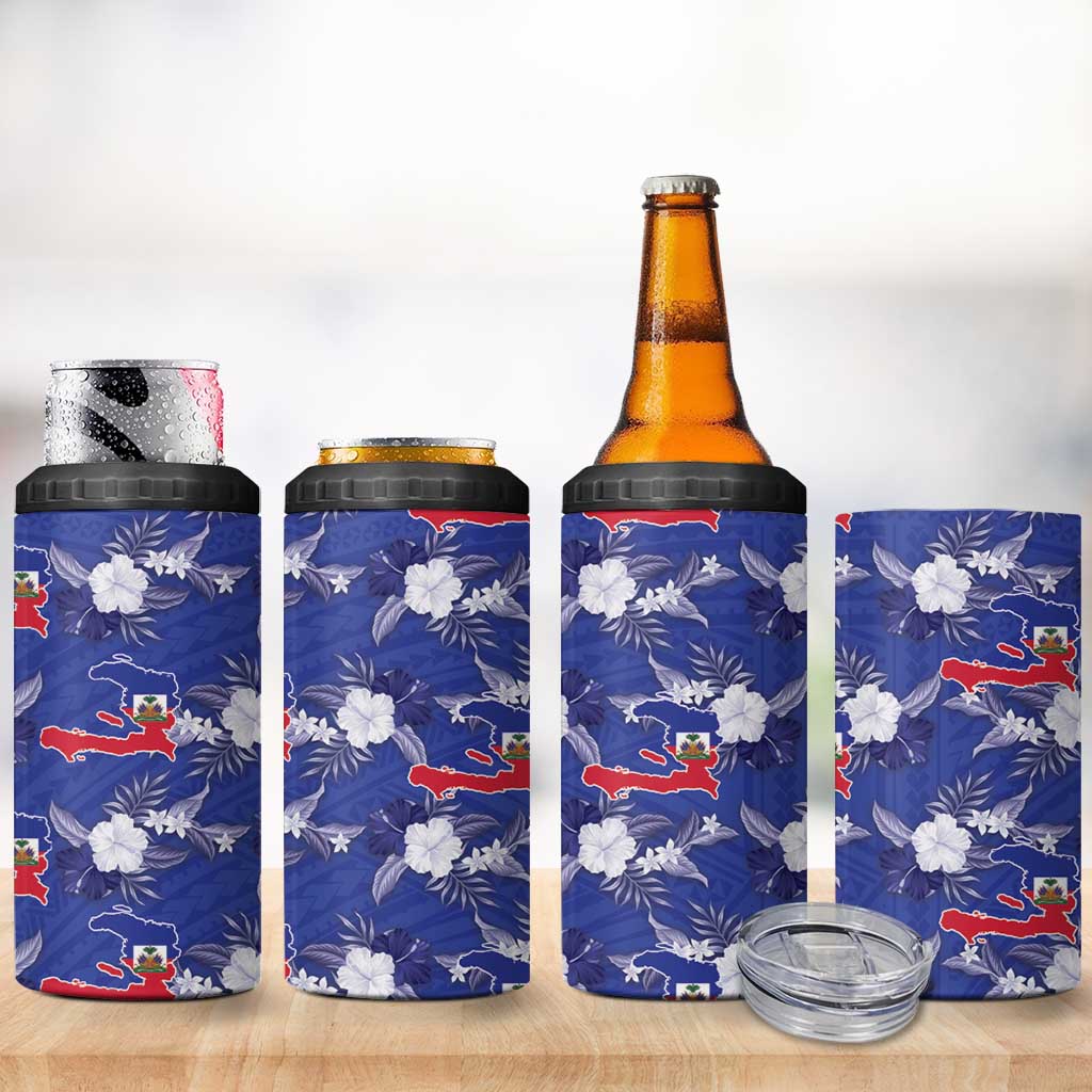 Afro-Haitians 4 in 1 Can Cooler Tumbler Ayiti Map and Rose Kayenn Tropical Style - African Pride