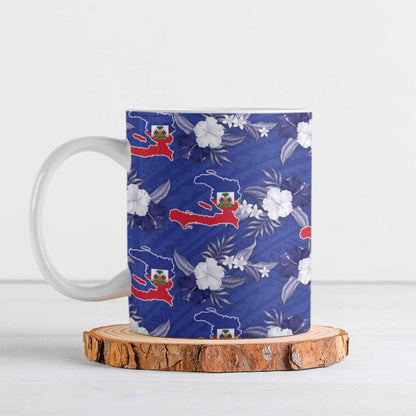 Afro-Haitians Ceramic Mug Ayiti Map and Rose Kayenn Tropical Style - African Pride