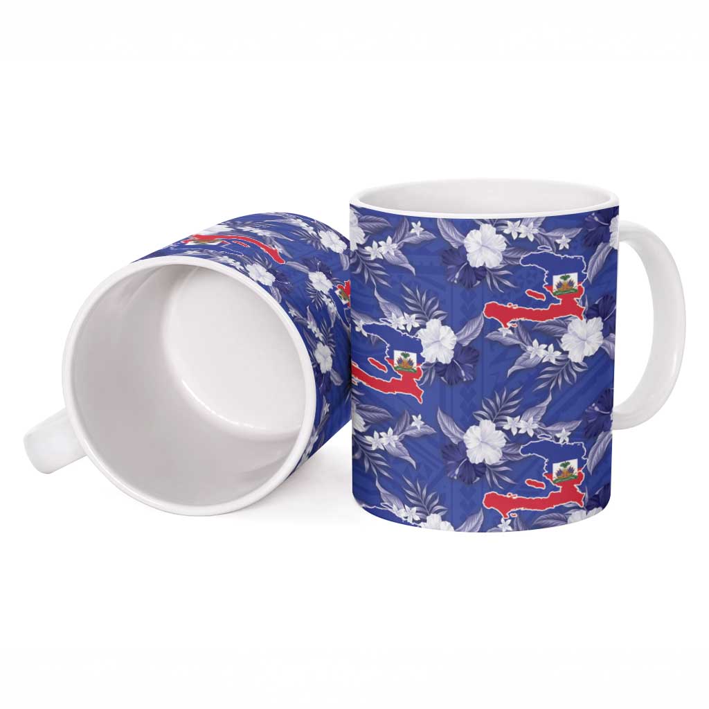 Afro-Haitians Ceramic Mug Ayiti Map and Rose Kayenn Tropical Style - African Pride