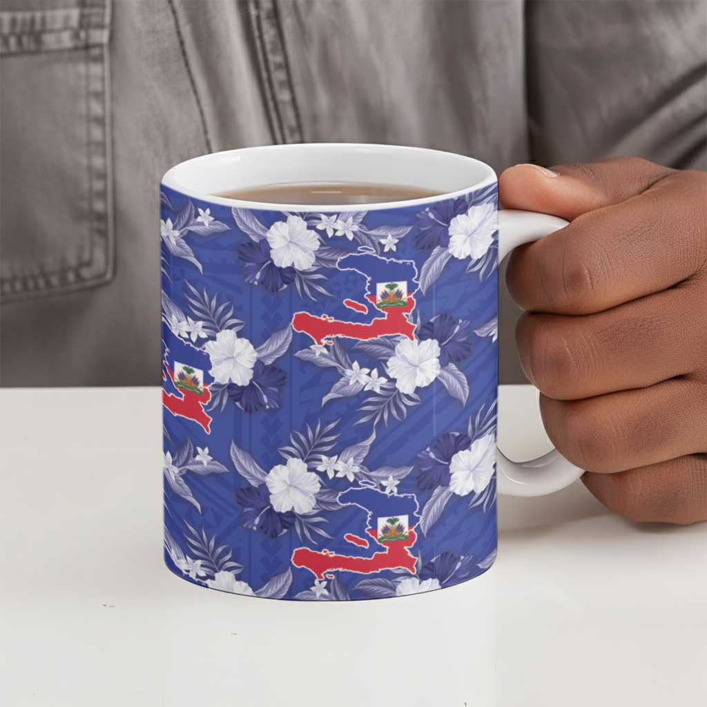 Afro-Haitians Ceramic Mug Ayiti Map and Rose Kayenn Tropical Style - African Pride