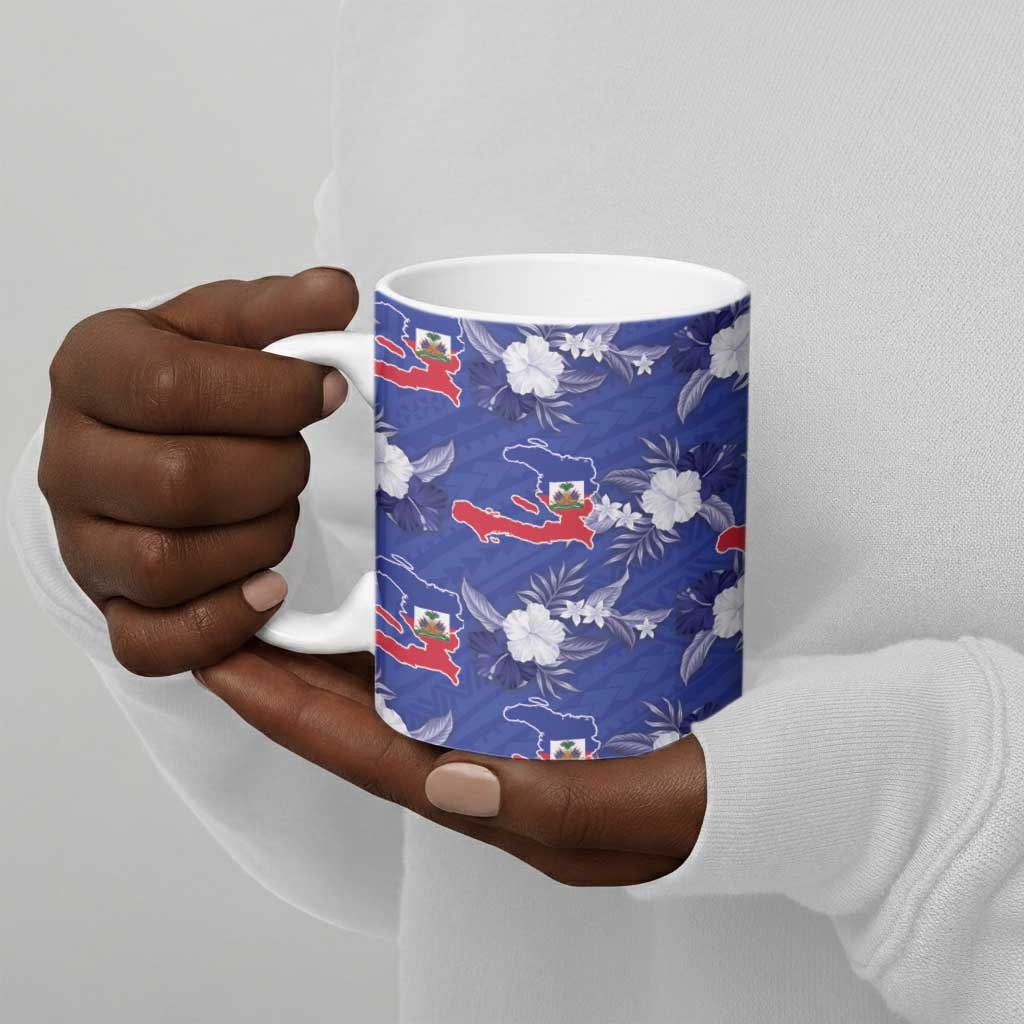 Afro-Haitians Ceramic Mug Ayiti Map and Rose Kayenn Tropical Style - African Pride