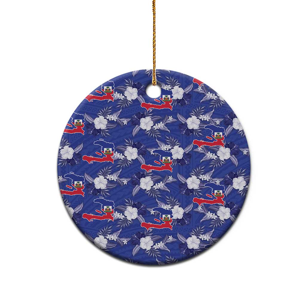Afro-Haitians Ceramic Ornament Ayiti Map and Rose Kayenn Tropical Style - African Pride