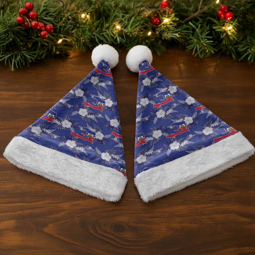 Afro-Haitians Christmas Santa Hat Ayiti Map and Rose Kayenn Tropical Style - African Pride