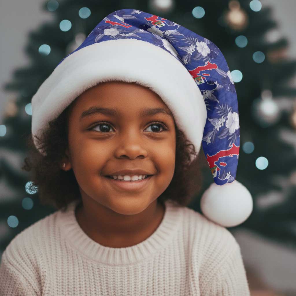 Afro-Haitians Christmas Santa Hat Ayiti Map and Rose Kayenn Tropical Style - African Pride