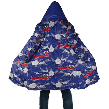 Afro-Haitians Cloak Ayiti Map and Rose Kayenn Tropical Style - African Pride