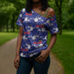 Afro-Haitians Cross Shoulder Shirt Ayiti Map and Rose Kayenn Tropical Style - African Pride