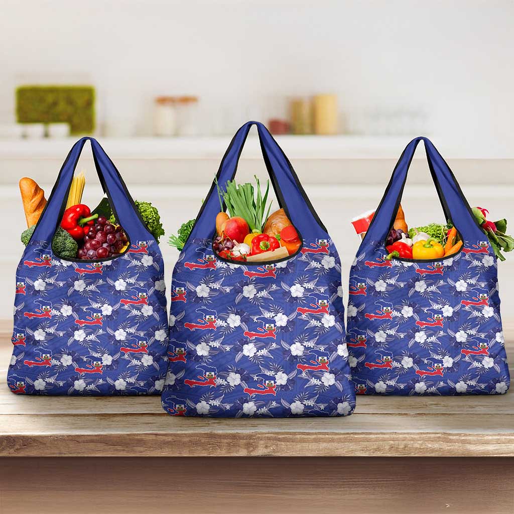 Afro-Haitians Grocery Bag Ayiti Map and Rose Kayenn Tropical Style - African Pride