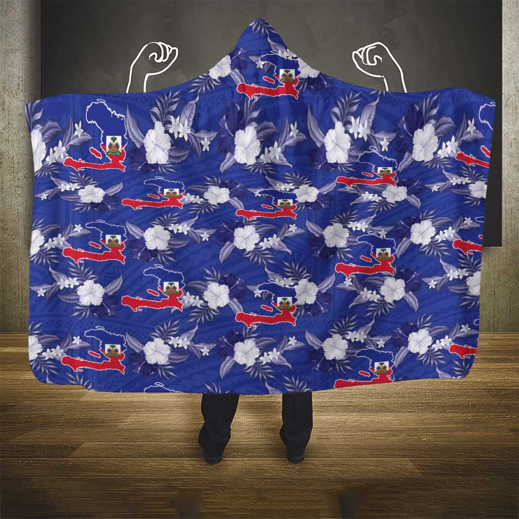 Afro-Haitians Hooded Blanket Ayiti Map and Rose Kayenn Tropical Style - African Pride