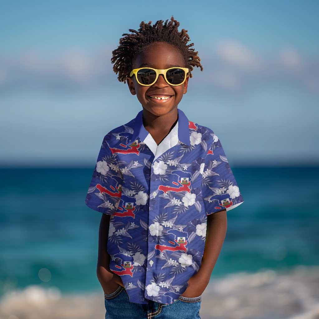 Afro-Haitians Kid Hawaiian Shirt Ayiti Map and Rose Kayenn Tropical Style LT14