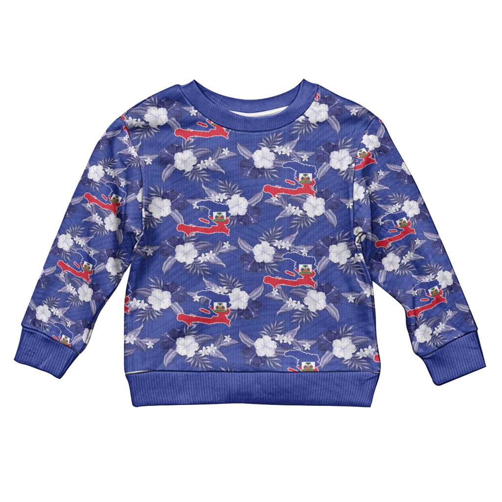 Afro-Haitians Kid Ugly Christmas Sweater Ayiti Map and Rose Kayenn Tropical Style - African Pride