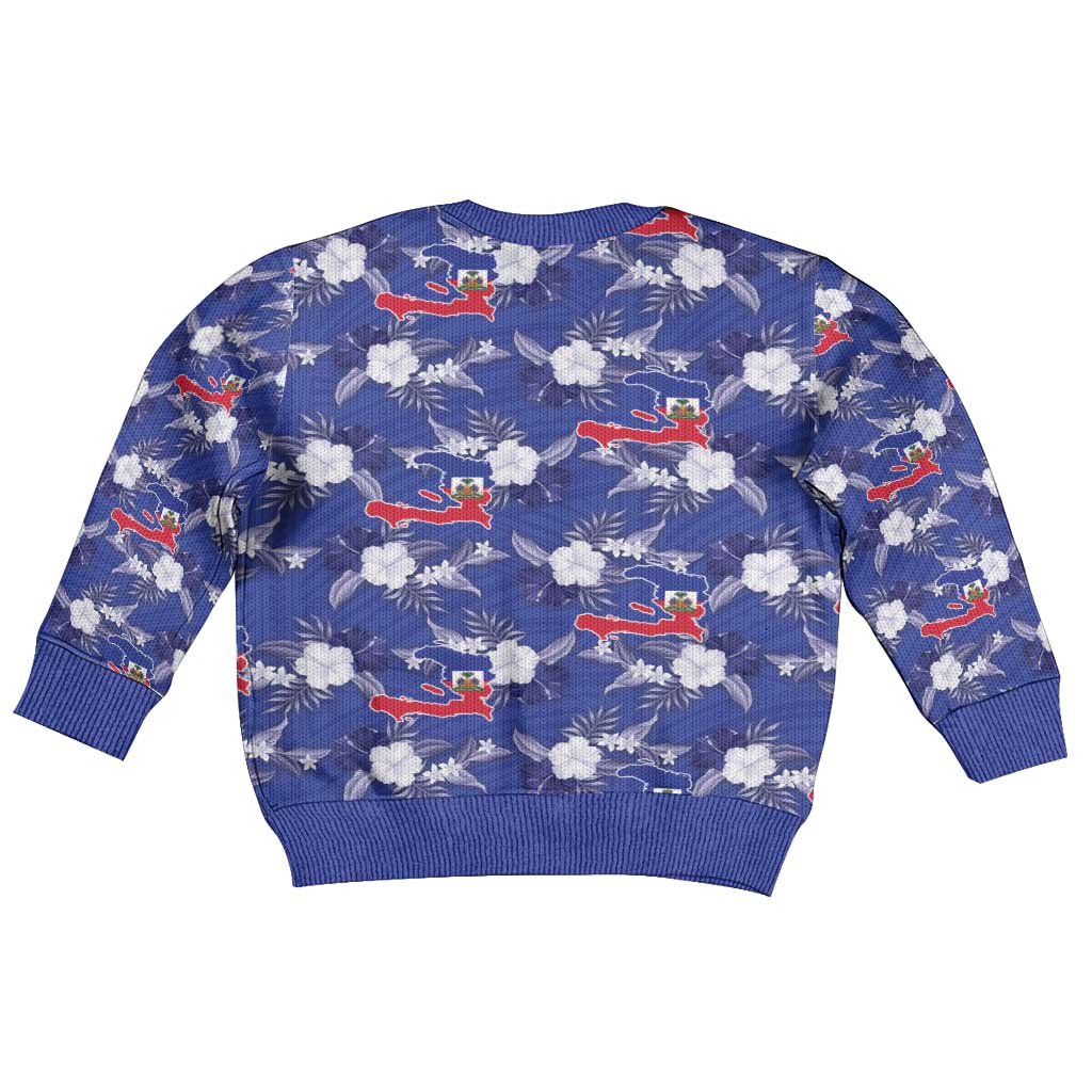 Afro-Haitians Kid Ugly Christmas Sweater Ayiti Map and Rose Kayenn Tropical Style - African Pride