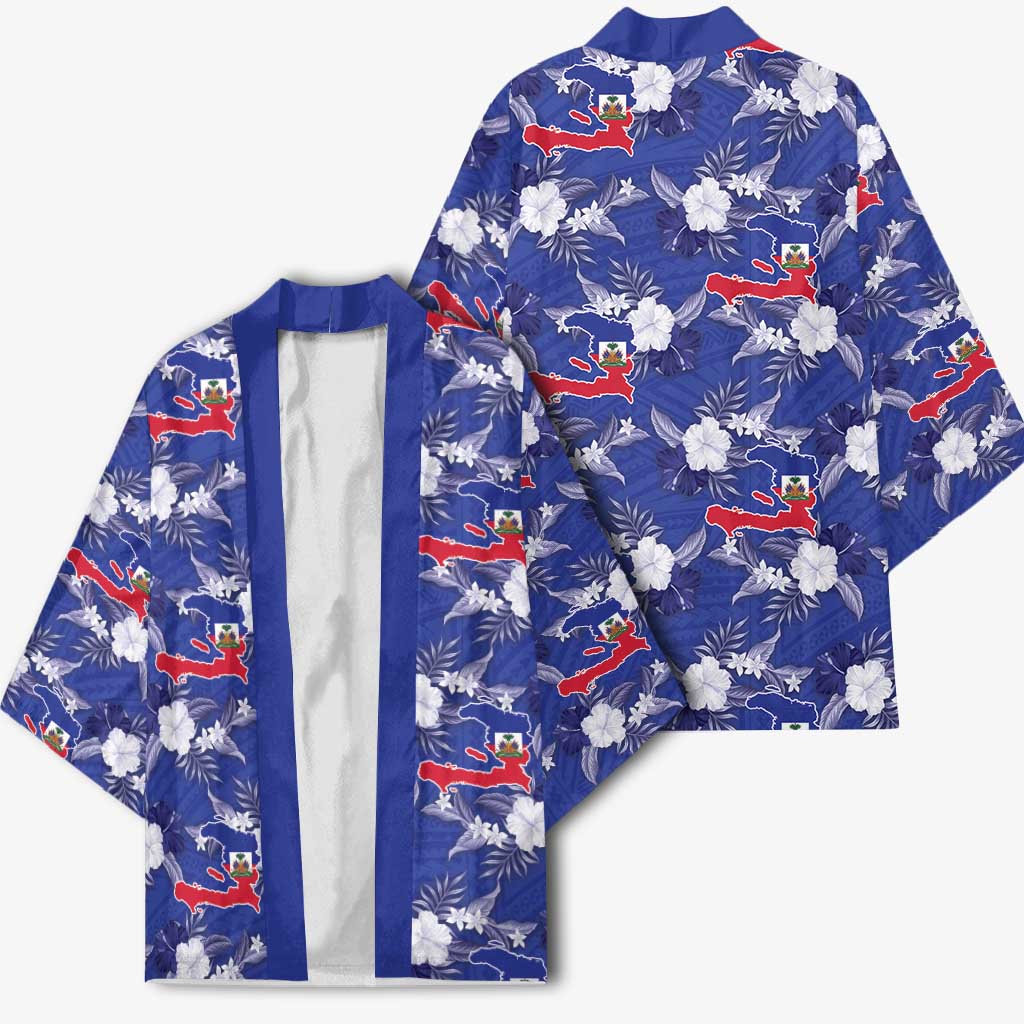 Afro-Haitians Kimono Ayiti Map and Rose Kayenn Tropical Style - African Pride