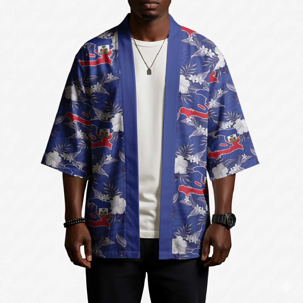 Afro-Haitians Kimono Ayiti Map and Rose Kayenn Tropical Style - African Pride