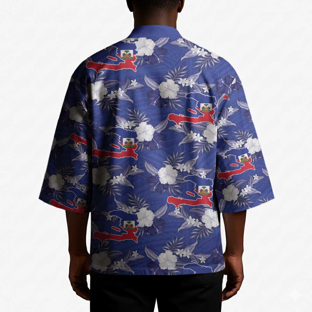 Afro-Haitians Kimono Ayiti Map and Rose Kayenn Tropical Style - African Pride