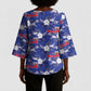 Afro-Haitians Kimono Sleeve Blouse Ayiti Map and Rose Kayenn Tropical Style - African Pride