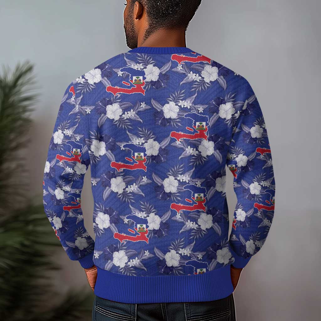 Afro-Haitians Ugly Christmas Sweater Ayiti Map and Rose Kayenn Tropical Style - African Pride