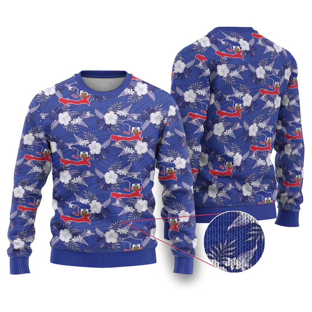 Afro-Haitians Ugly Christmas Sweater Ayiti Map and Rose Kayenn Tropical Style - African Pride