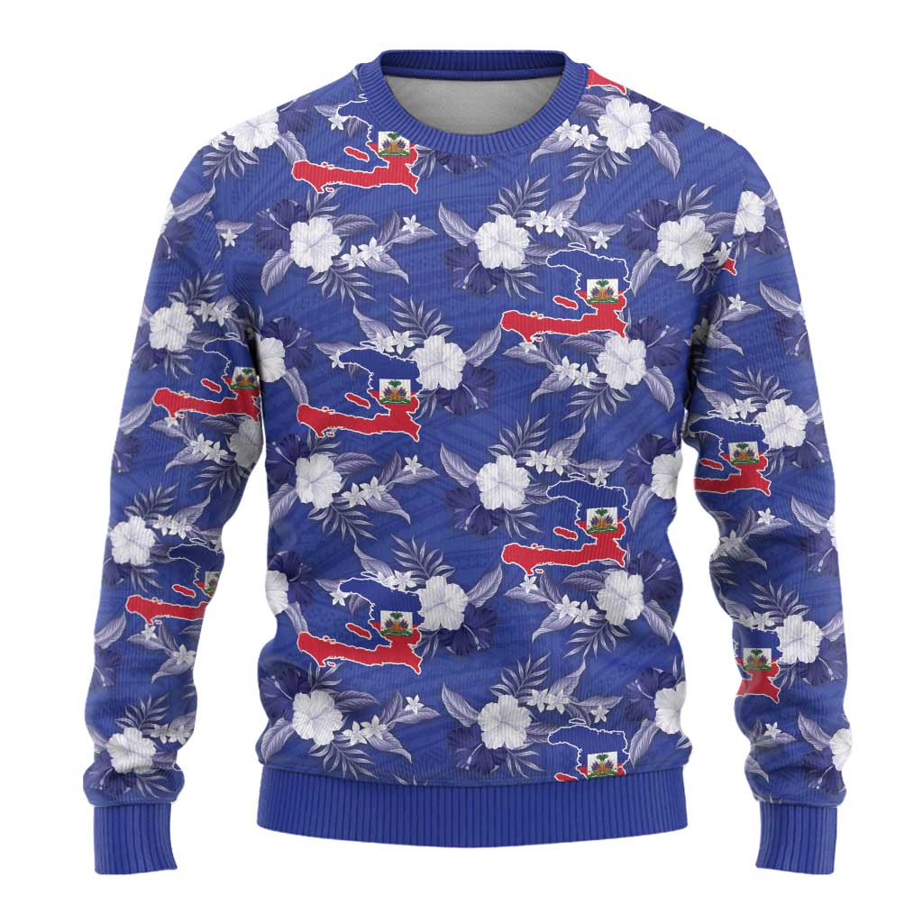 Afro-Haitians Ugly Christmas Sweater Ayiti Map and Rose Kayenn Tropical Style - African Pride