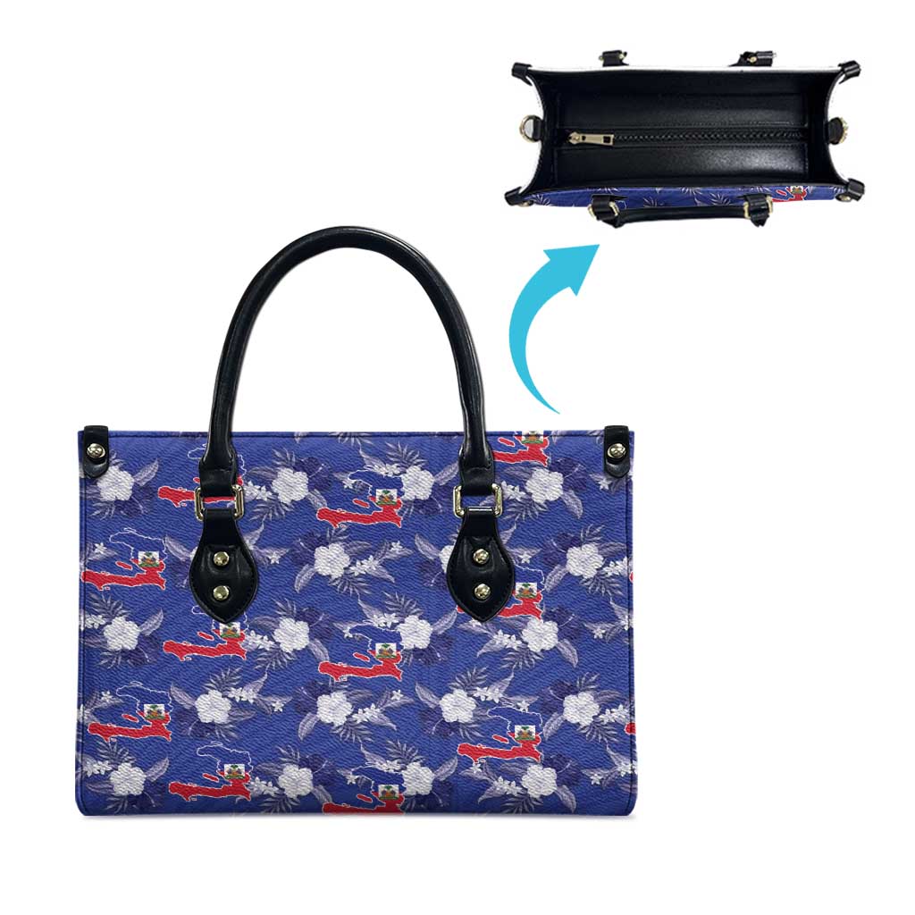 Afro-Haitians Leather Bag Ayiti Map and Rose Kayenn Tropical Style - African Pride