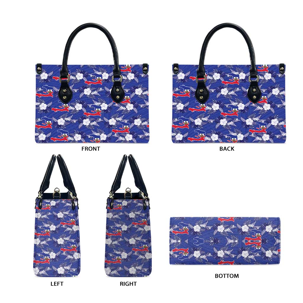 Afro-Haitians Leather Bag Ayiti Map and Rose Kayenn Tropical Style - African Pride