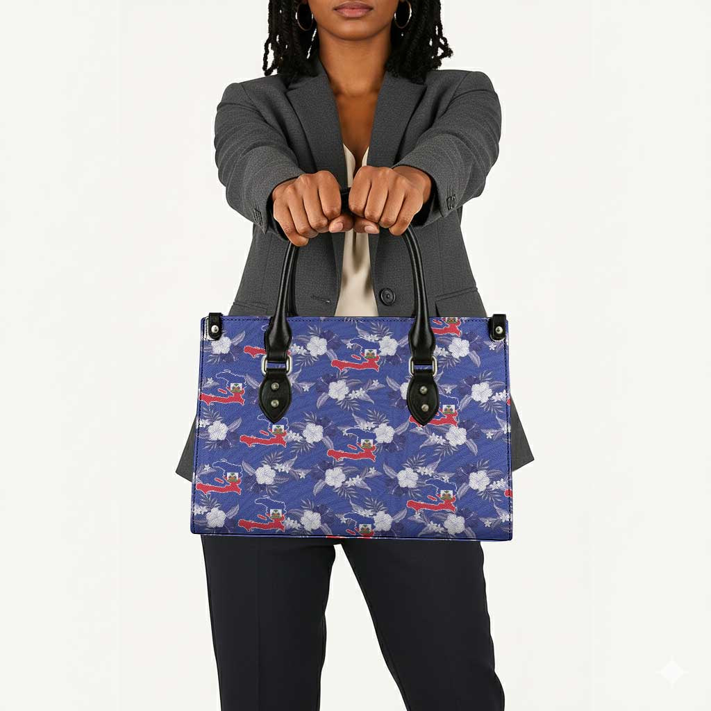 Afro-Haitians Leather Bag Ayiti Map and Rose Kayenn Tropical Style - African Pride