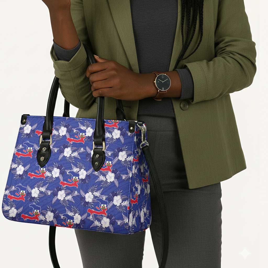 Afro-Haitians Leather Bag Ayiti Map and Rose Kayenn Tropical Style - African Pride